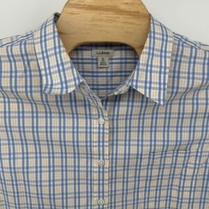 L.L.Bean XL Petite Blue Plaid Wrinkle Free Long Sleeve Button Down Shirt